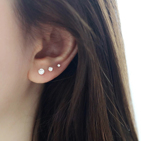 Pave Stud Earrings | Hypoallergenic S925 Sterling Silver with Gold Plating 0