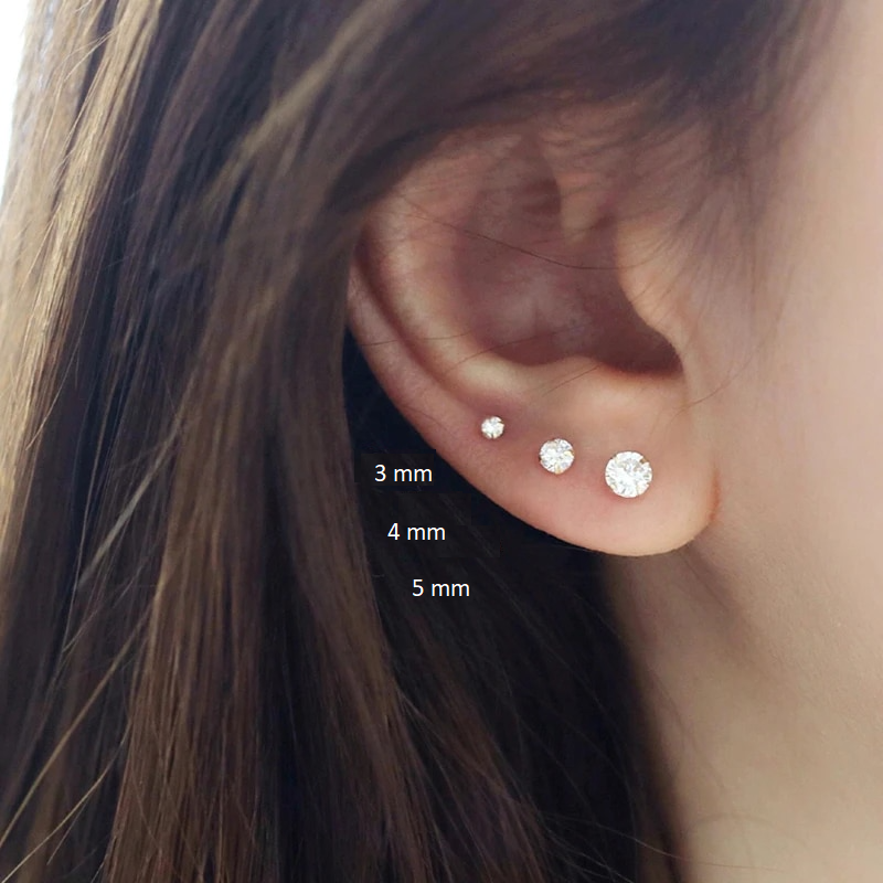 Pave Stud Earrings | Hypoallergenic S925 Sterling Silver with Gold Plating 2