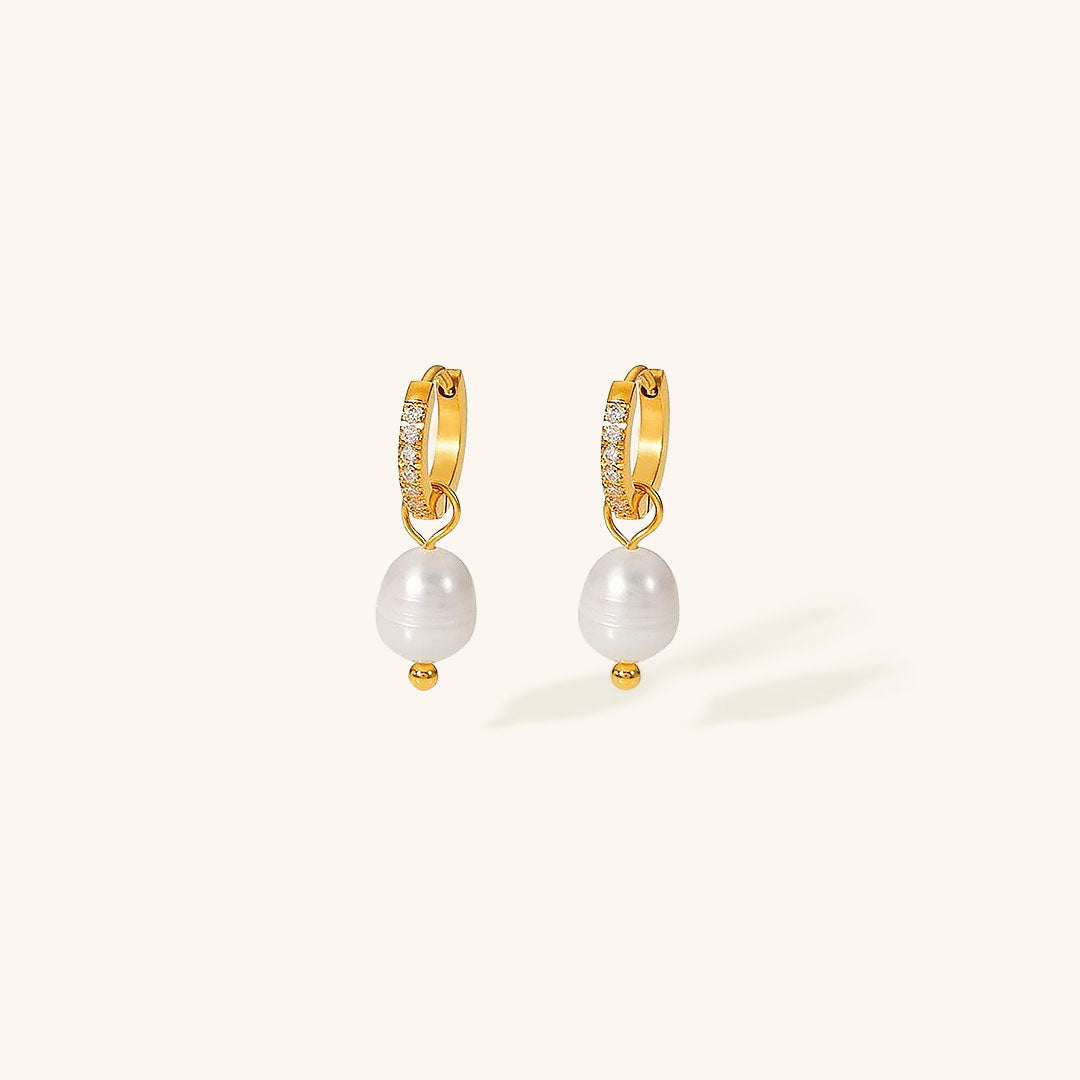 Pearl Earrings | Freshwater Pearls on Durable 18k Gold Hoops 0