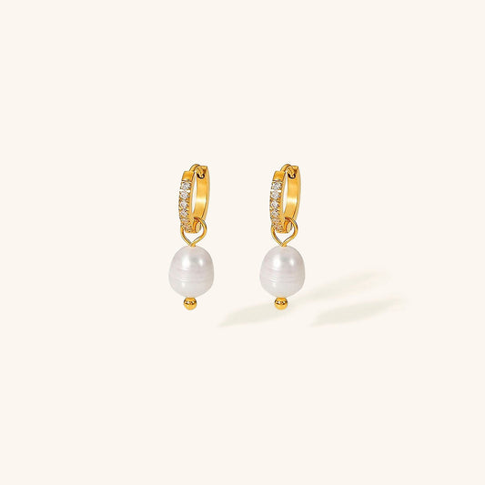 Pearl Earrings | Freshwater Pearls on Durable 18k Gold Hoops 0