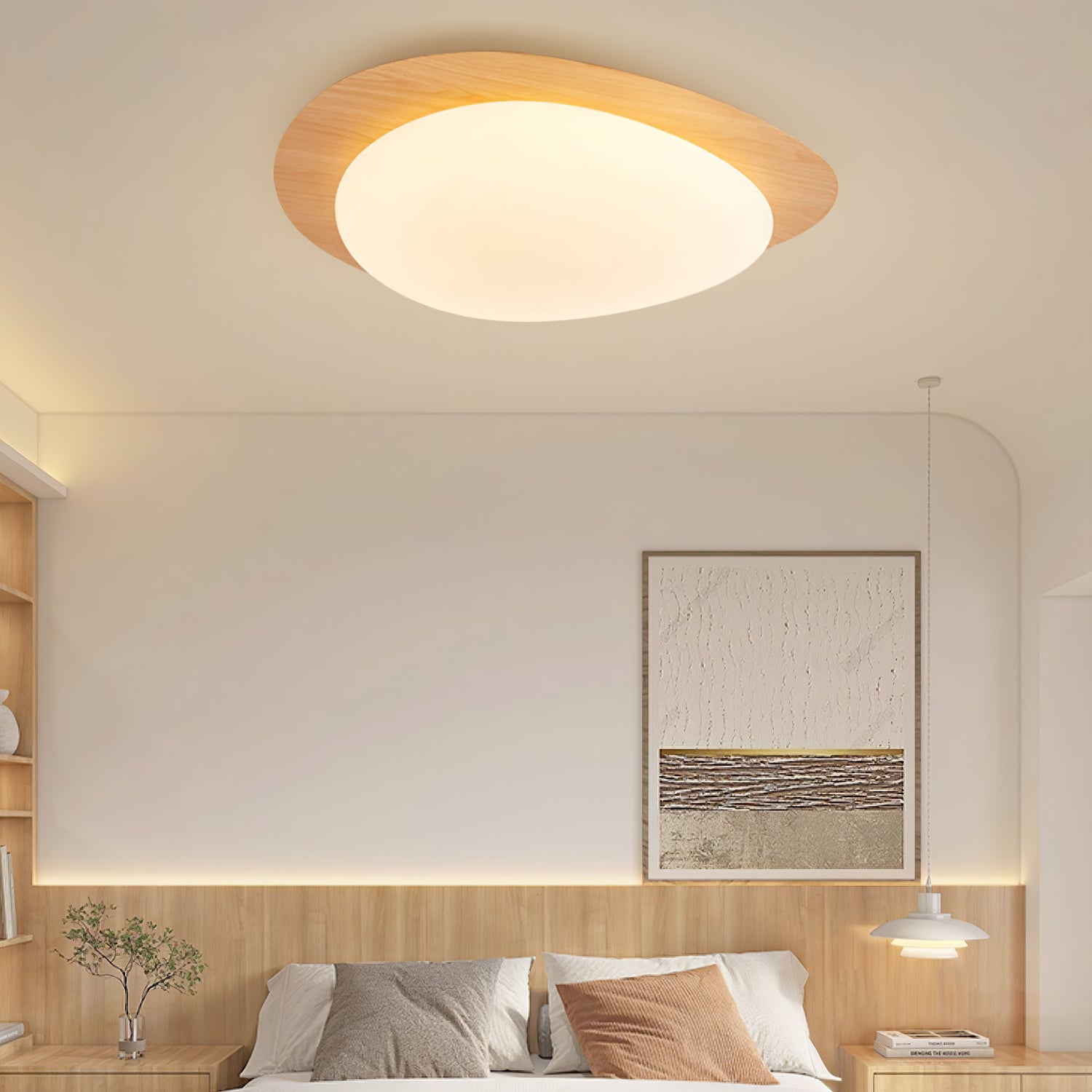 Pebble Ceiling Light | Elegant Walnut Design with Integrated LED 2