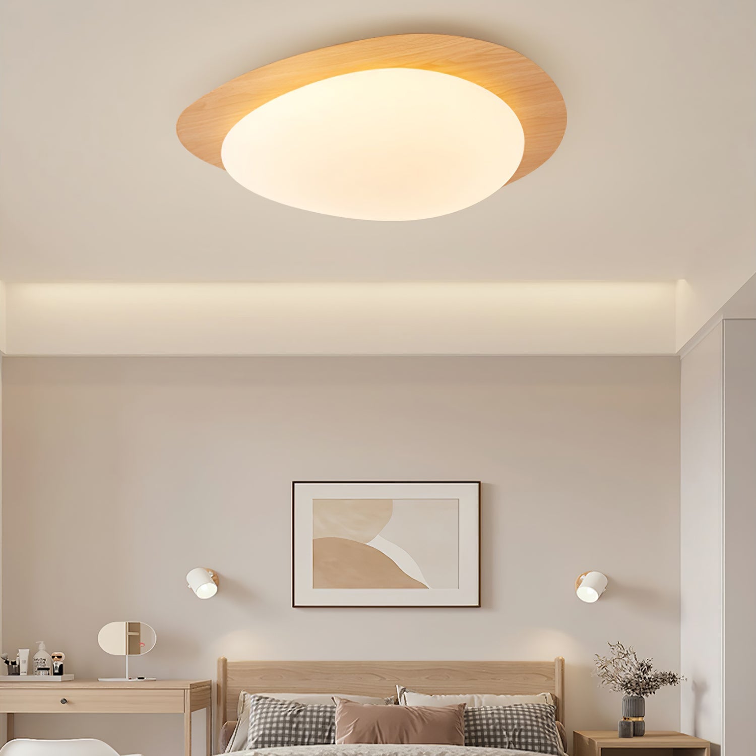 Pebble Ceiling Light | Elegant Walnut Design with Integrated LED 3