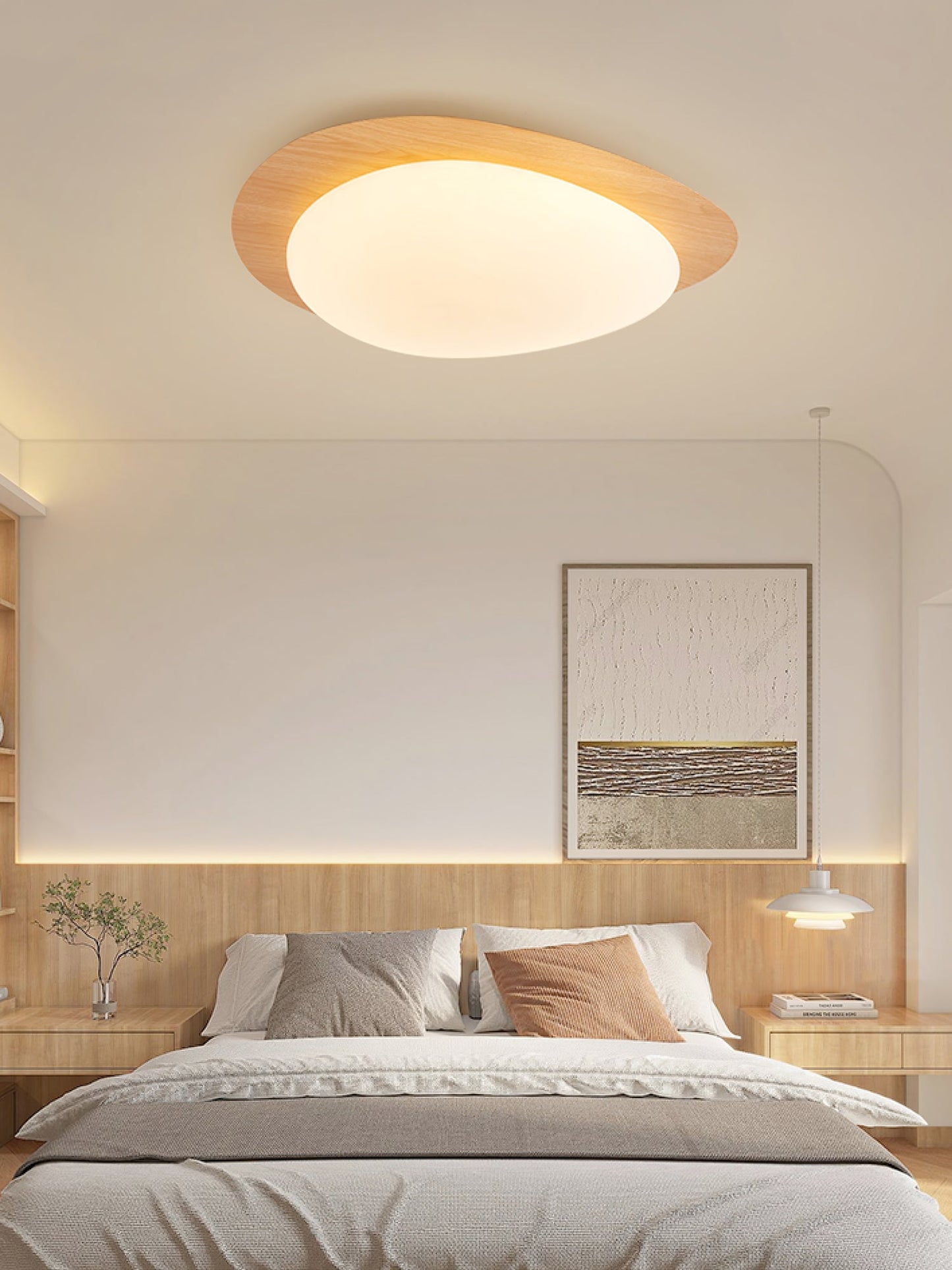 Pebble Ceiling Light | Elegant Walnut Design with Integrated LED 5
