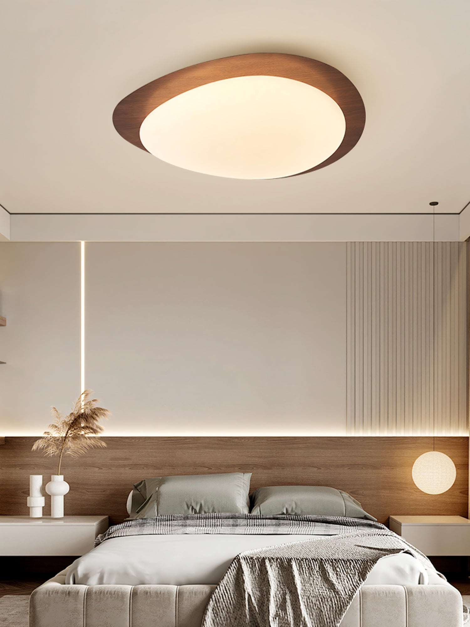 Pebble Ceiling Light | Elegant Walnut Design with Integrated LED 6