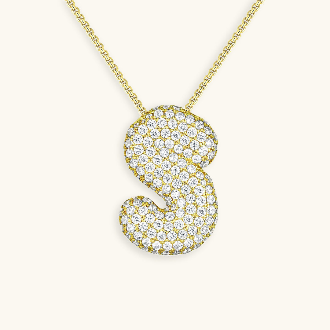 Personalized Initial Necklace | 18k Gold Plated with Diamond Simulant 18