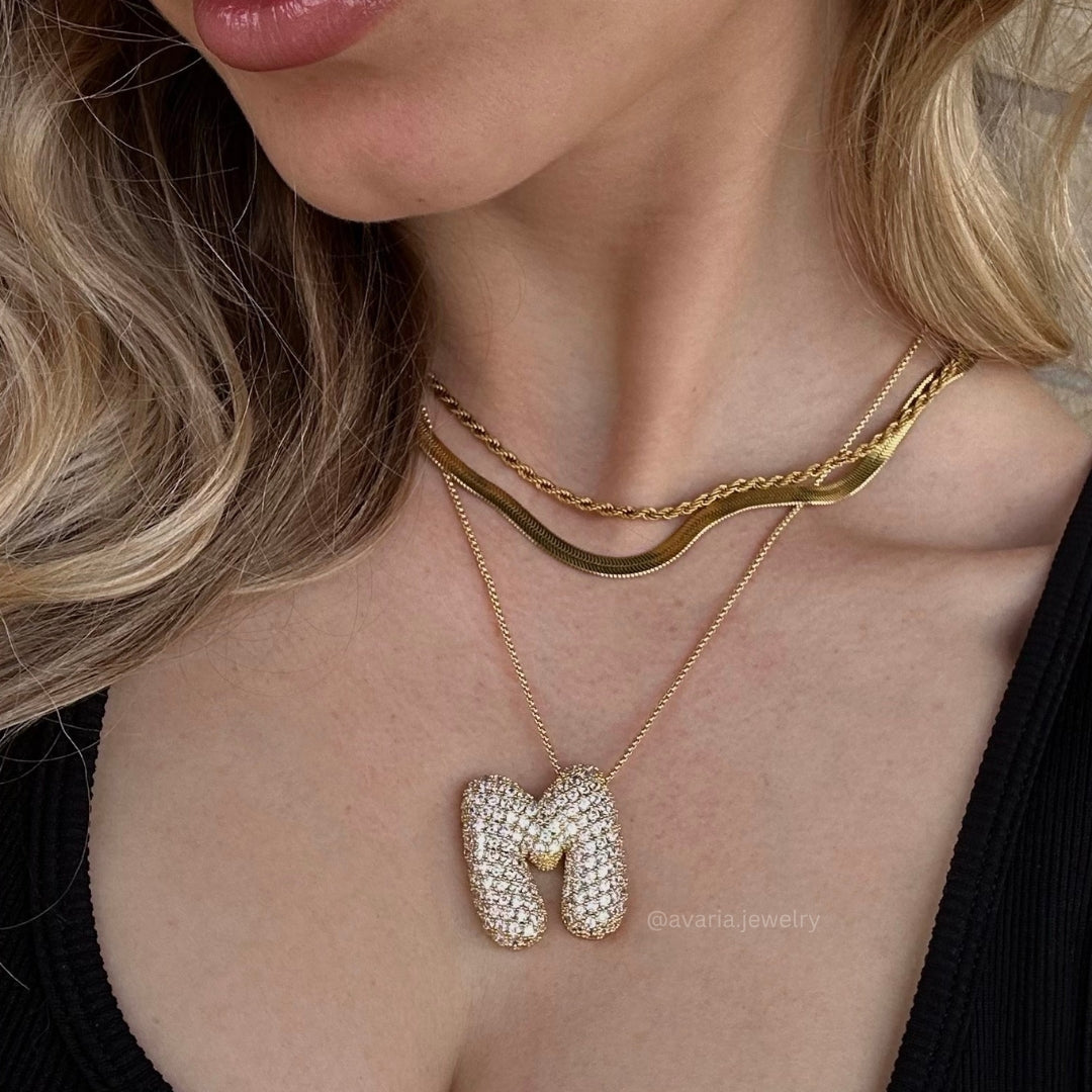Personalized Initial Necklace | 18k Gold Plated with Diamond Simulant 3