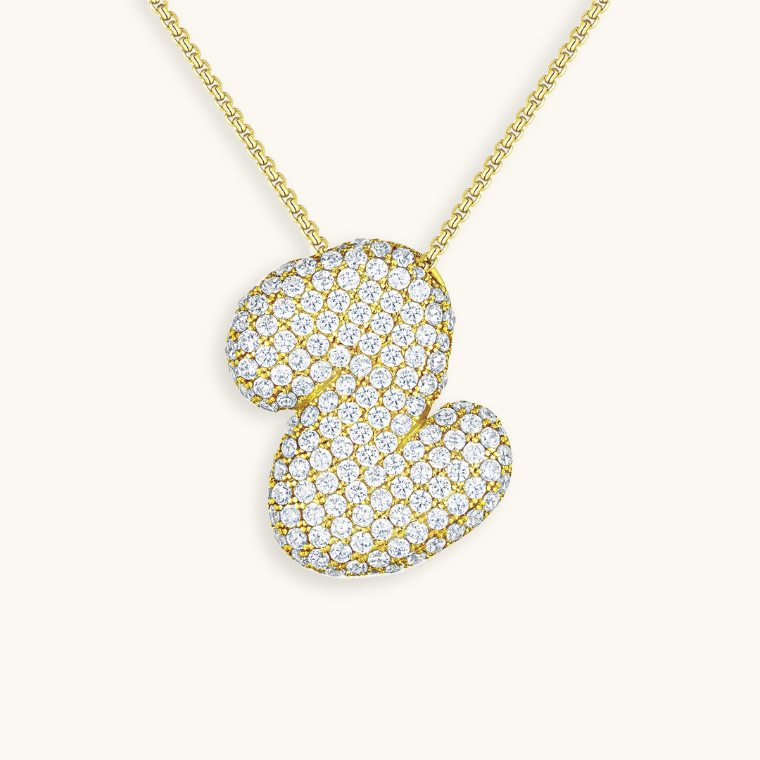 Personalized Initial Necklace | 18k Gold Plated with Diamond Simulant 34