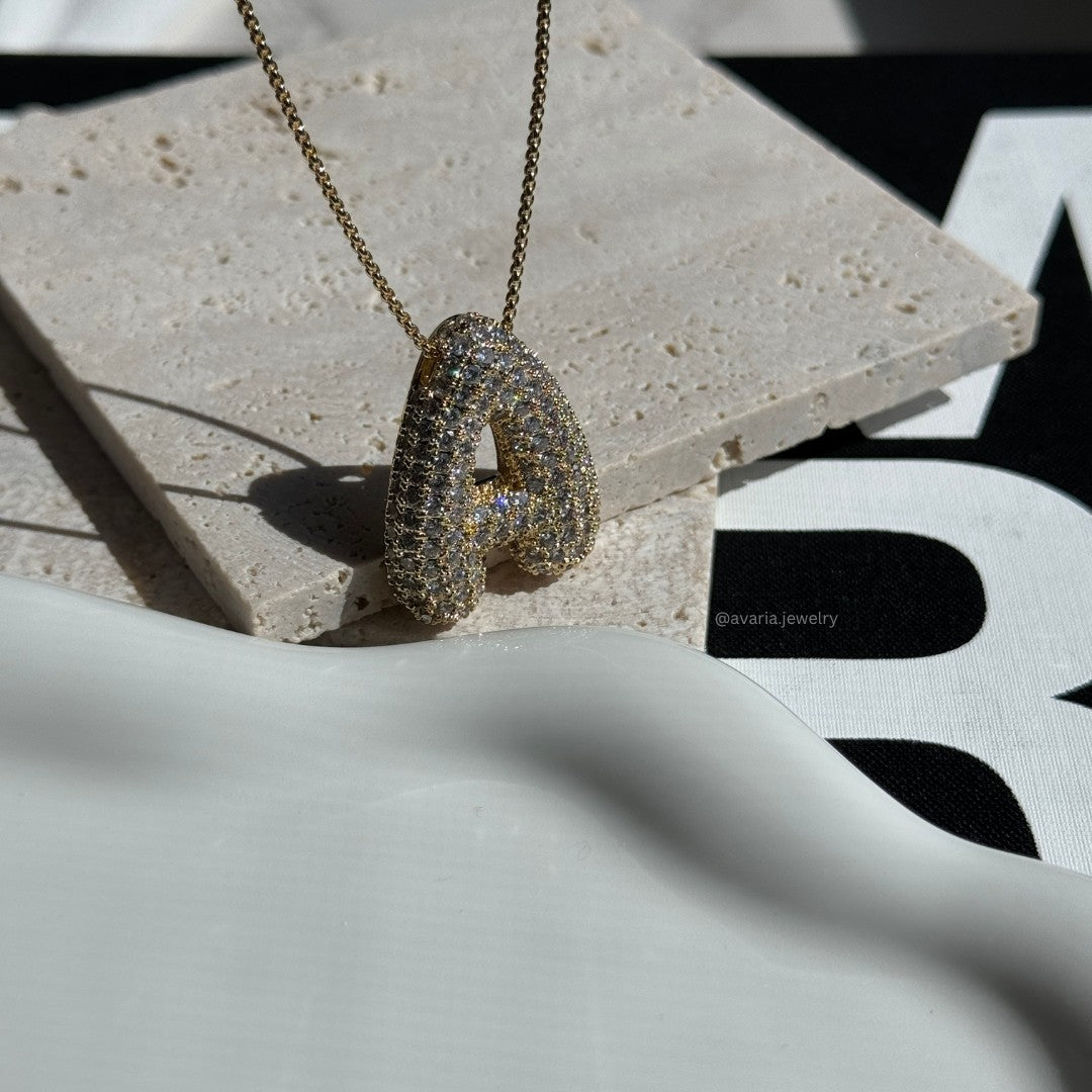 Personalized Initial Necklace | 18k Gold Plated with Diamond Simulant 8