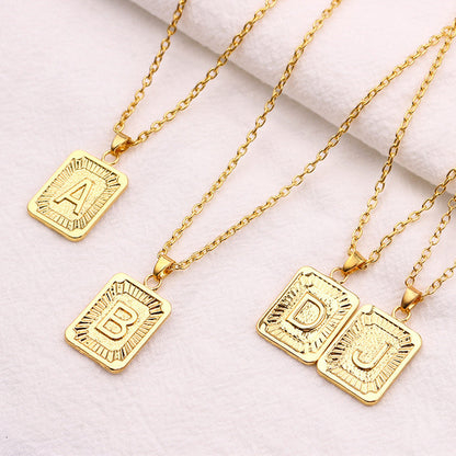 Personalized Square Letter Pendant Necklace | Custom Initial in 18K Plated Stainless Steel 1