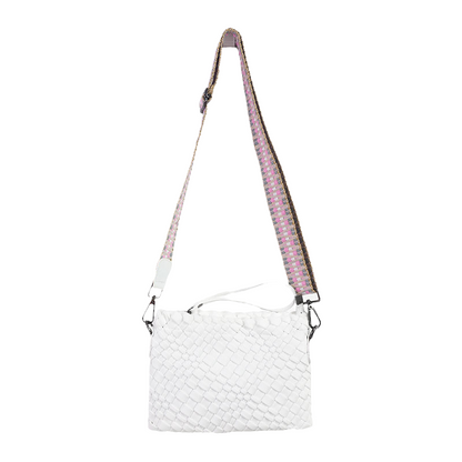 El bolso cruzado de neopreno tejido Bella - Blanco verdadero