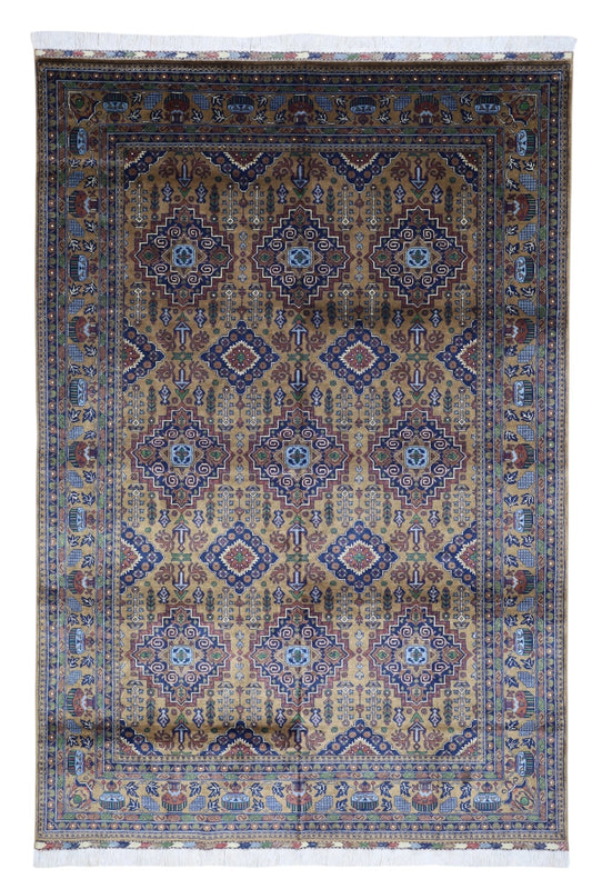 Hand-Knotted Zerkhaki Afghan Wool Area Rug – 6'7" x 9'7" | Rich Brown Tones, Durable Craftsmanship