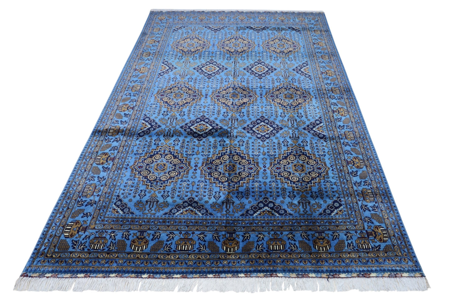 Hand-Knotted Afghani Zerkhaki Wool Rug – 6’7″  x  9’3″