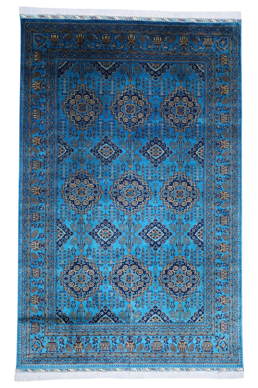 Hand-Knotted Afghani Zerkhaki Wool Rug – 6’6″  x  10’0″