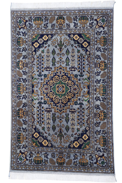 Hand-Knotted Afghani Zerkhaki Wool Rug – 3’4″  x  4’11″