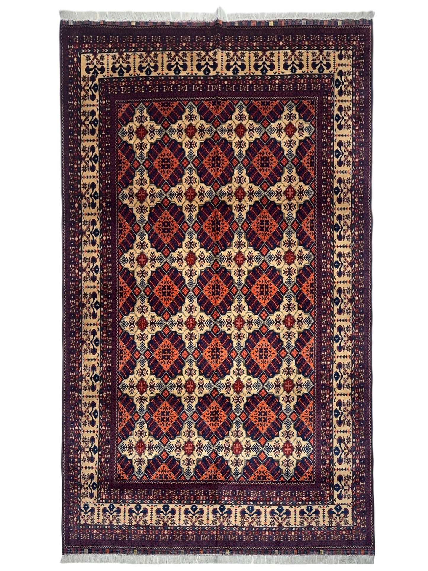 Hand-Knotted Afghani Yusufi Wool Rug – 6’7″  x  10’0″