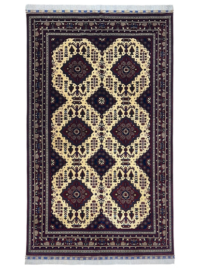 Handknuten afghansk Zerkhaki ullmatta – 6’6″ x 9’8″