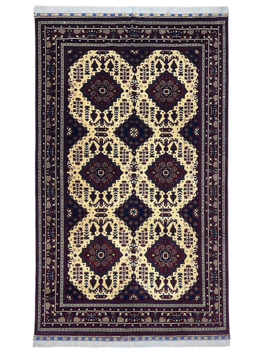 Hand-Knotted Afghani Zerkhaki Wool Rug – 6’6″  x  9’8″