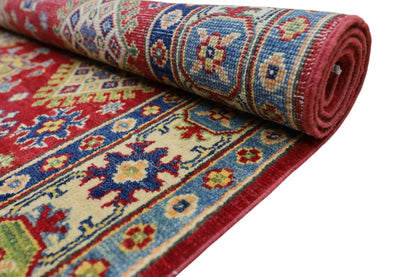 Hand-Knotted Afghani Kazak Wool Rug – 3’10″  x  6’0″