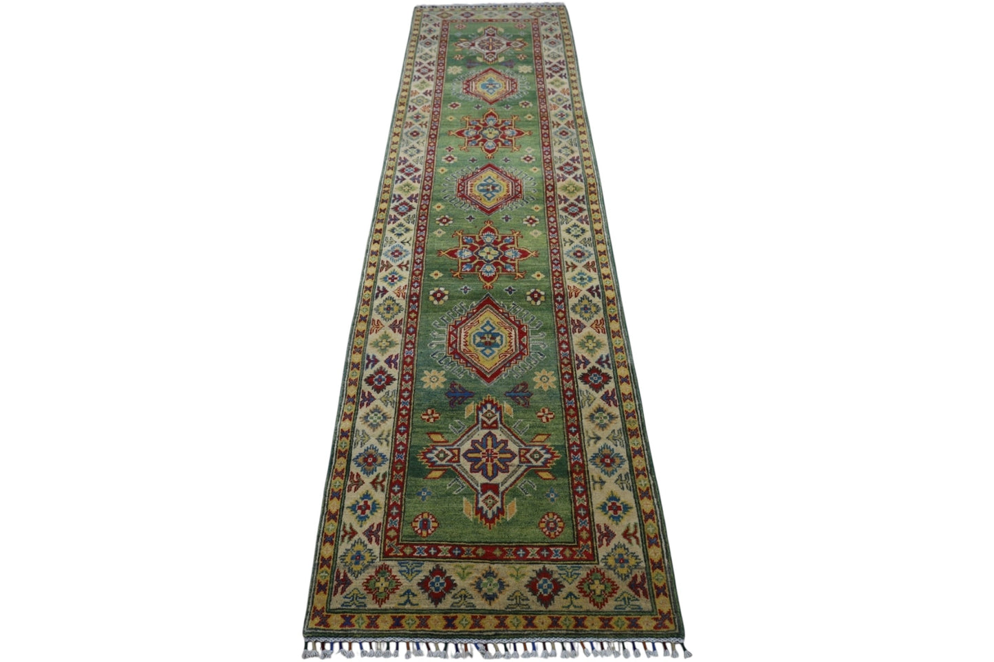 Hand-Knotted Afghani Kazak Wool Rug – 2’7″  x  9’8″