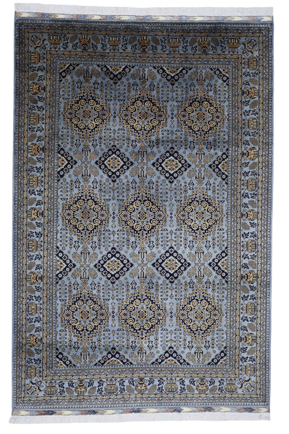 Hand-Knotted Zerkhaki Afghan Wool Area Rug – 6'11" x 10'3" | Elegant Grey-Toned Design