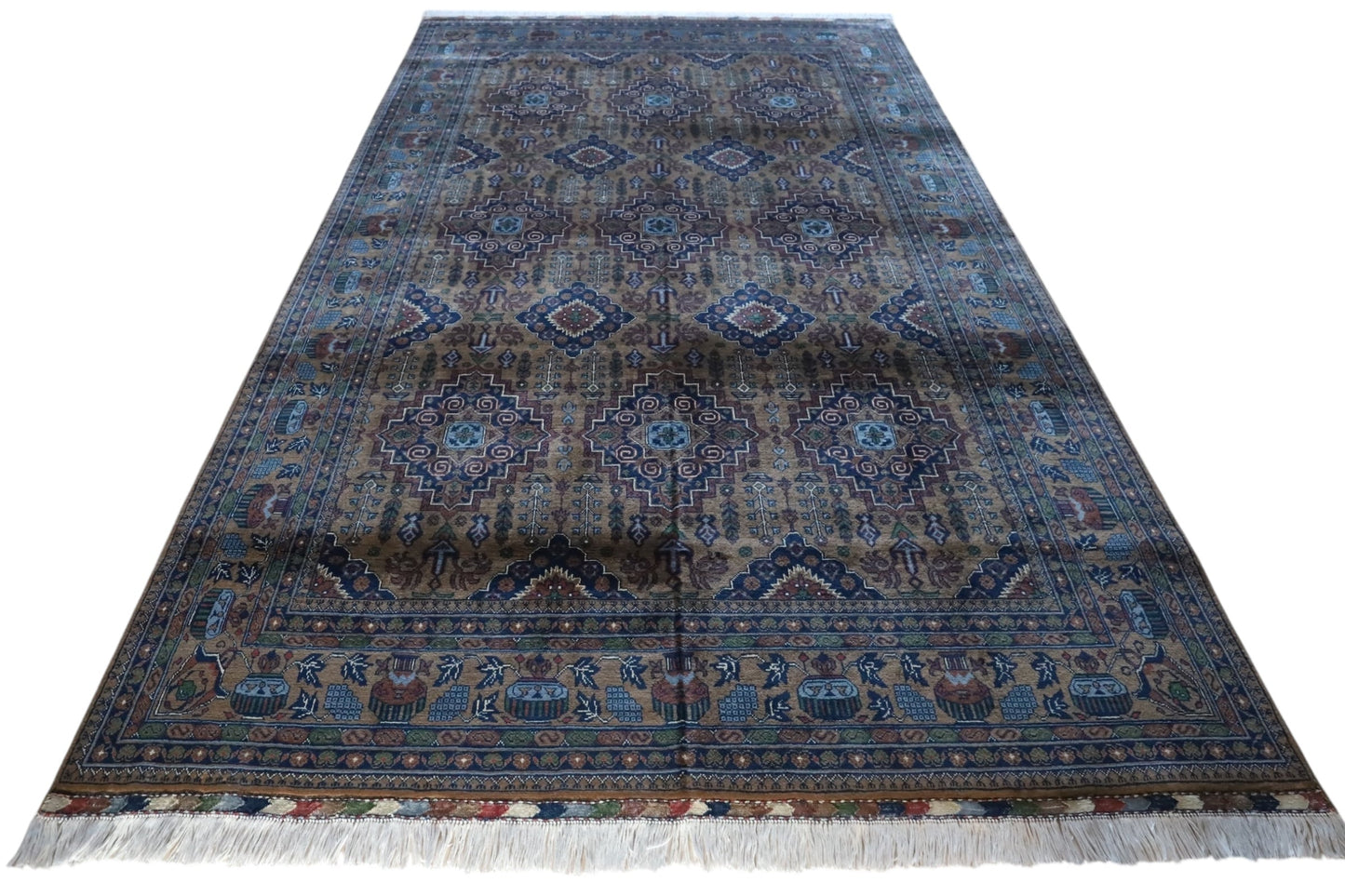 Hand-Knotted Zerkhaki Afghan Wool Area Rug – 6'7" x 9'7" | Rich Brown Tones, Durable Craftsmanship