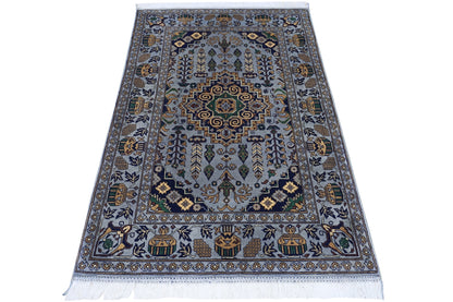 Hand-Knotted Afghani Zerkhaki Wool Rug – 3’4″  x  4’11″