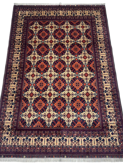 Hand-Knotted Afghani Yusufi Wool Rug – 6’7″  x  10’0″