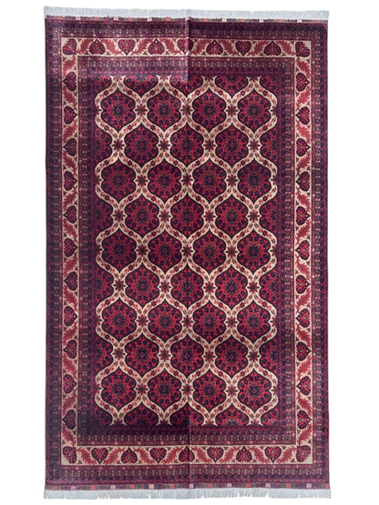 Handknuten afghansk hjärtformad ullmatta – 6’6″ x 9’5″