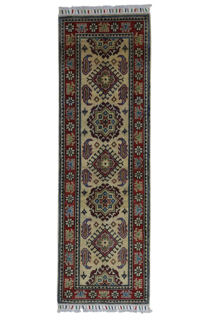 Hand-Knotted Afghani Kazak Wool Rug – 2’0″  x  6’2″