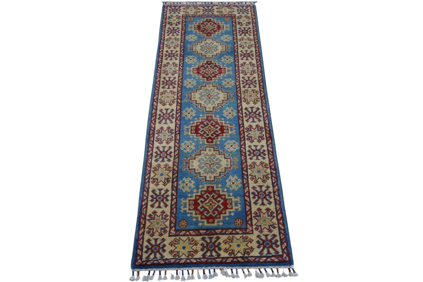 Hand-Knotted Afghani Kazak Wool Rug – 2’0″  x  5’10″