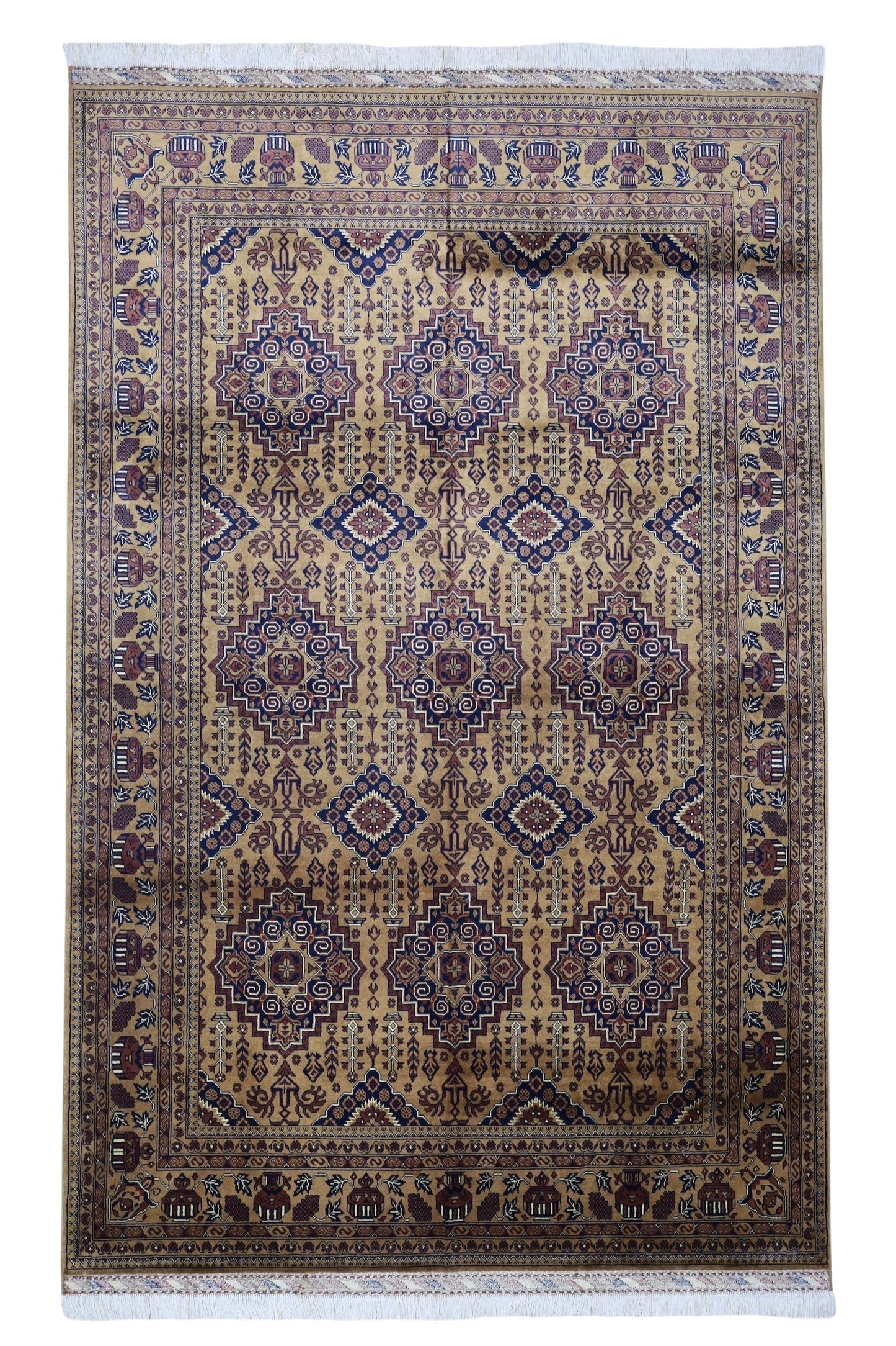 Hand-Knotted Afghani Zerkhaki Wool Rug – 6’7″  x  10’2″