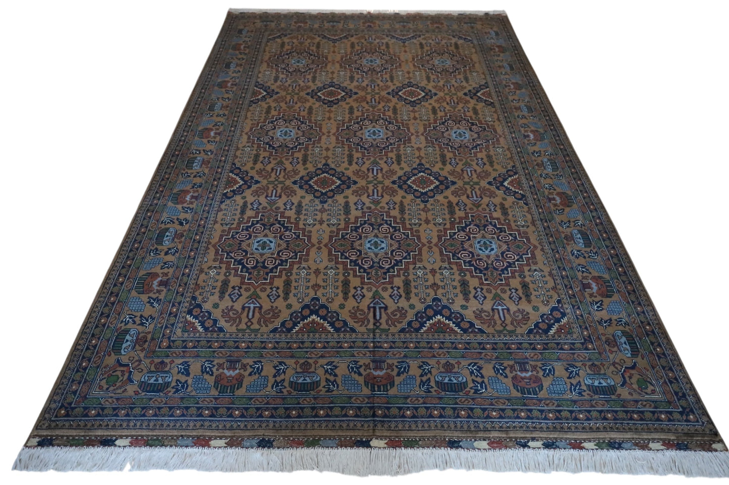Hand-Knotted Zerkhaki Afghan Wool Area Rug – 6'7" x 9'7" | Rich Brown Tones, Durable Craftsmanship
