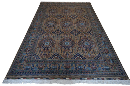 Hand-Knotted Zerkhaki Afghan Wool Area Rug – 6'7" x 9'7" | Rich Brown Tones, Durable Craftsmanship