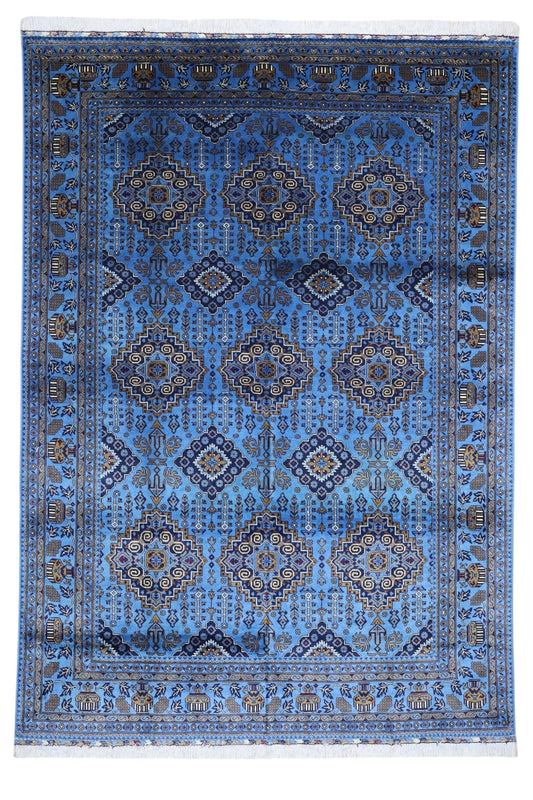 Hand-Knotted Afghani Zerkhaki Wool Rug – 6’7″  x  9’3″