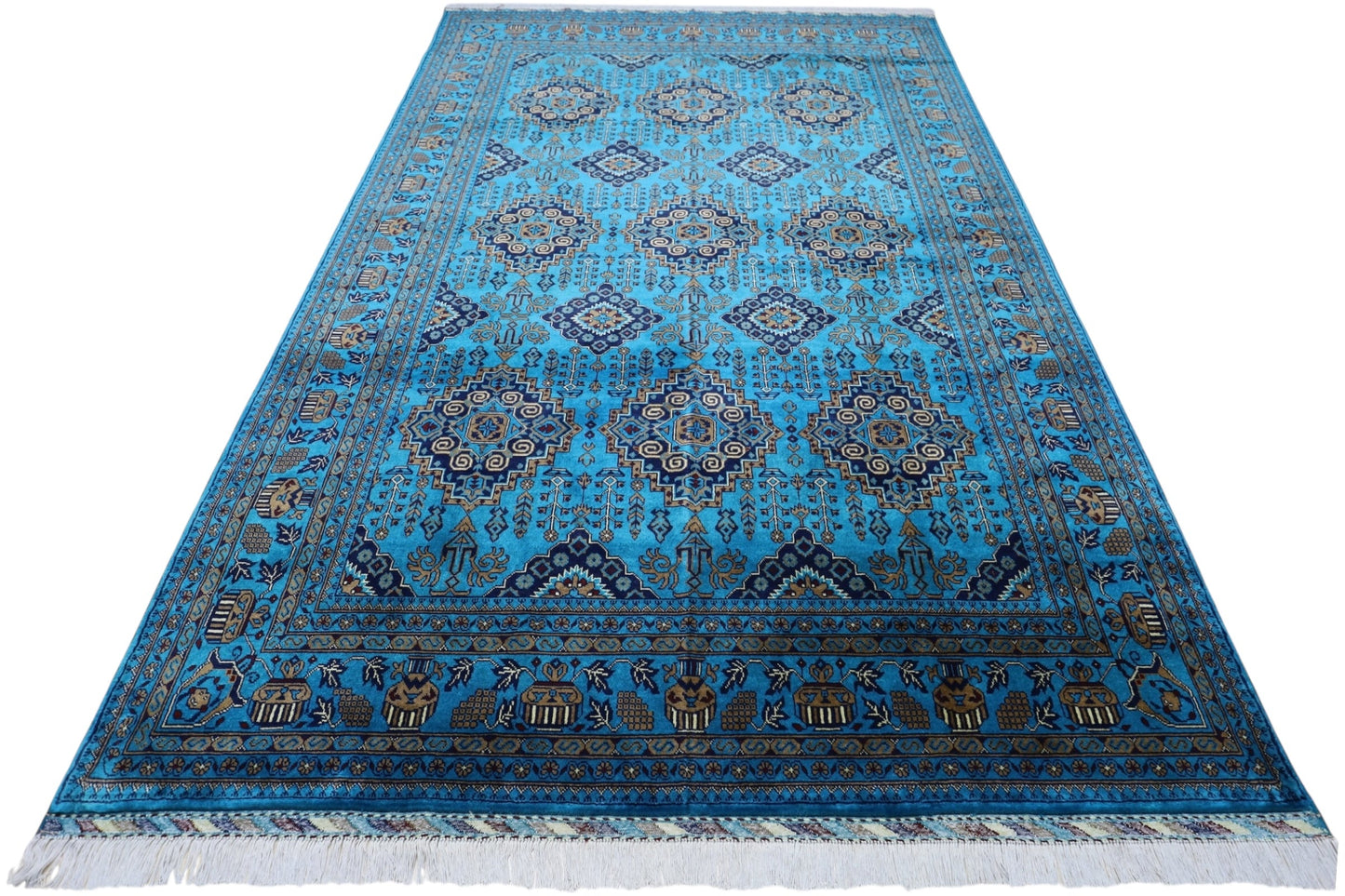 Håndknyttet afghansk Zerkhaki ullteppe – 6’6″ x 10’0″