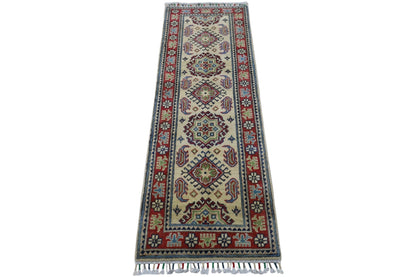 Hand-Knotted Afghani Kazak Wool Rug – 2’0″  x  6’2″