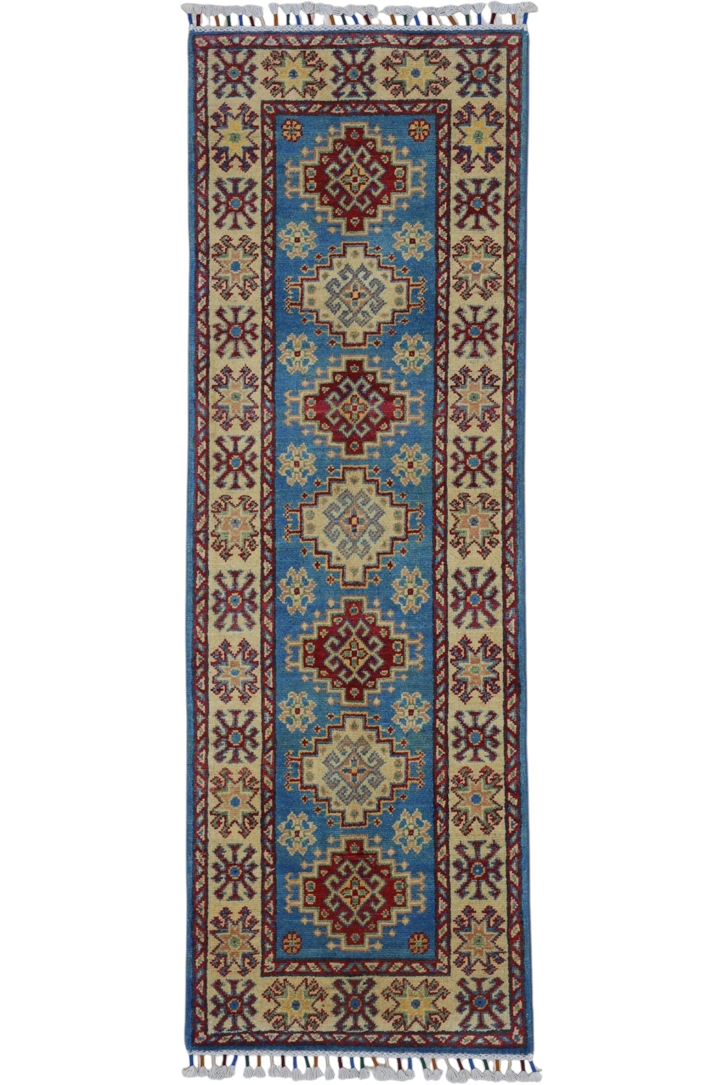 Hand-Knotted Afghani Kazak Wool Rug – 2’0″  x  5’10″