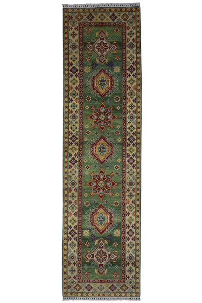 Hand-Knotted Afghani Kazak Wool Rug – 2’7″  x  9’8″