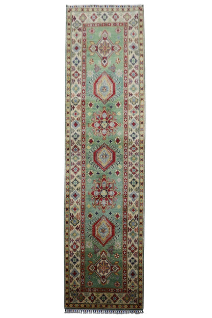 Hand-Knotted Afghani Kazak Wool Rug – 2’9″  x  9’2″
