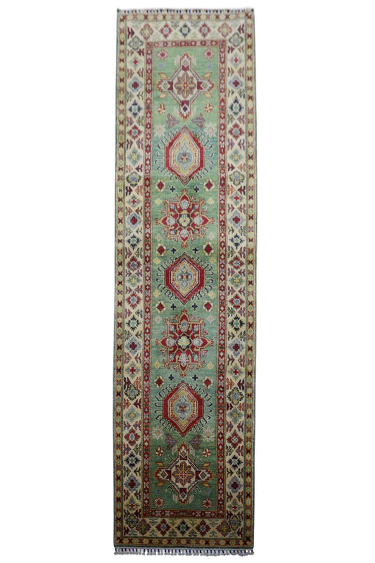 Hand-Knotted Afghani Kazak Wool Rug – 2’9″  x  9’2″