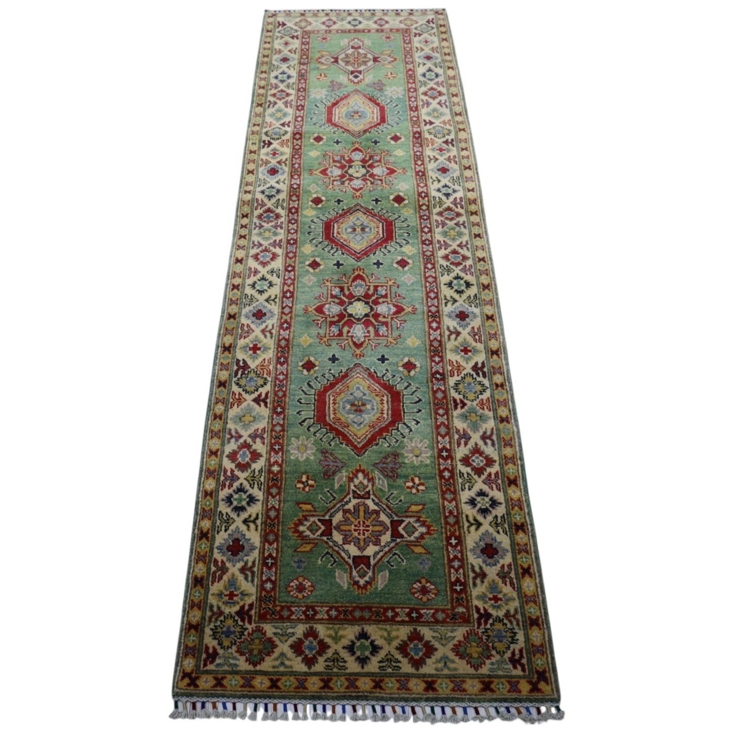 Hand-Knotted Afghani Kazak Wool Rug – 2’9″  x  9’2″