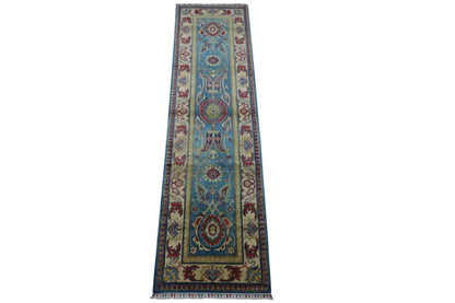 Hand-Knotted Afghani Kazak Wool Rug – 2’8″  x  9’9″