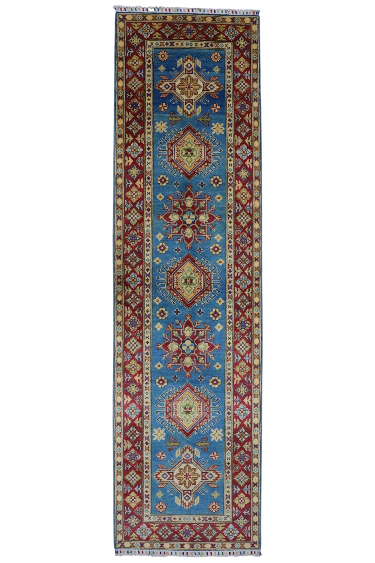 Hand-Knotted Afghani Kazak Wool Rug – 2’9″  x  9’9″