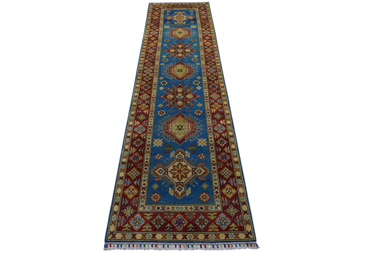 Hand-Knotted Afghani Kazak Wool Rug – 2’9″  x  9’9″