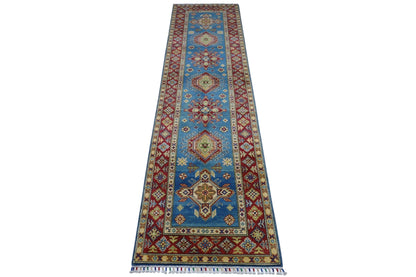Hand-Knotted Afghani Kazak Wool Rug – 2’9″  x  9’9″