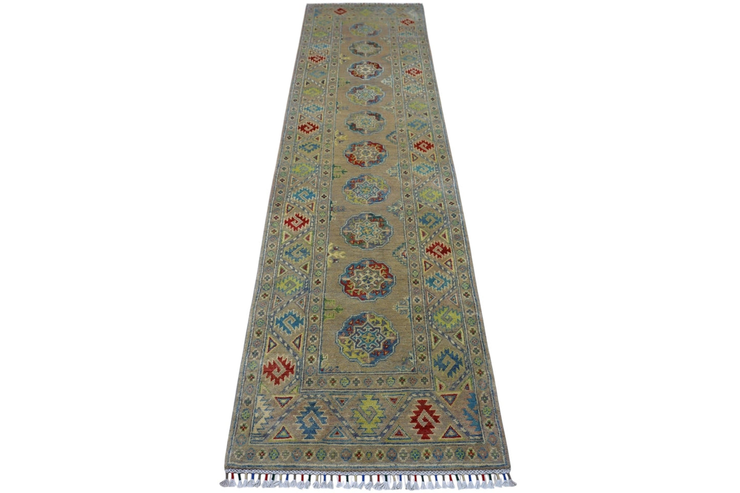 Håndknyttet afghansk Kazak ullteppe – 2’7″ x 10’0″