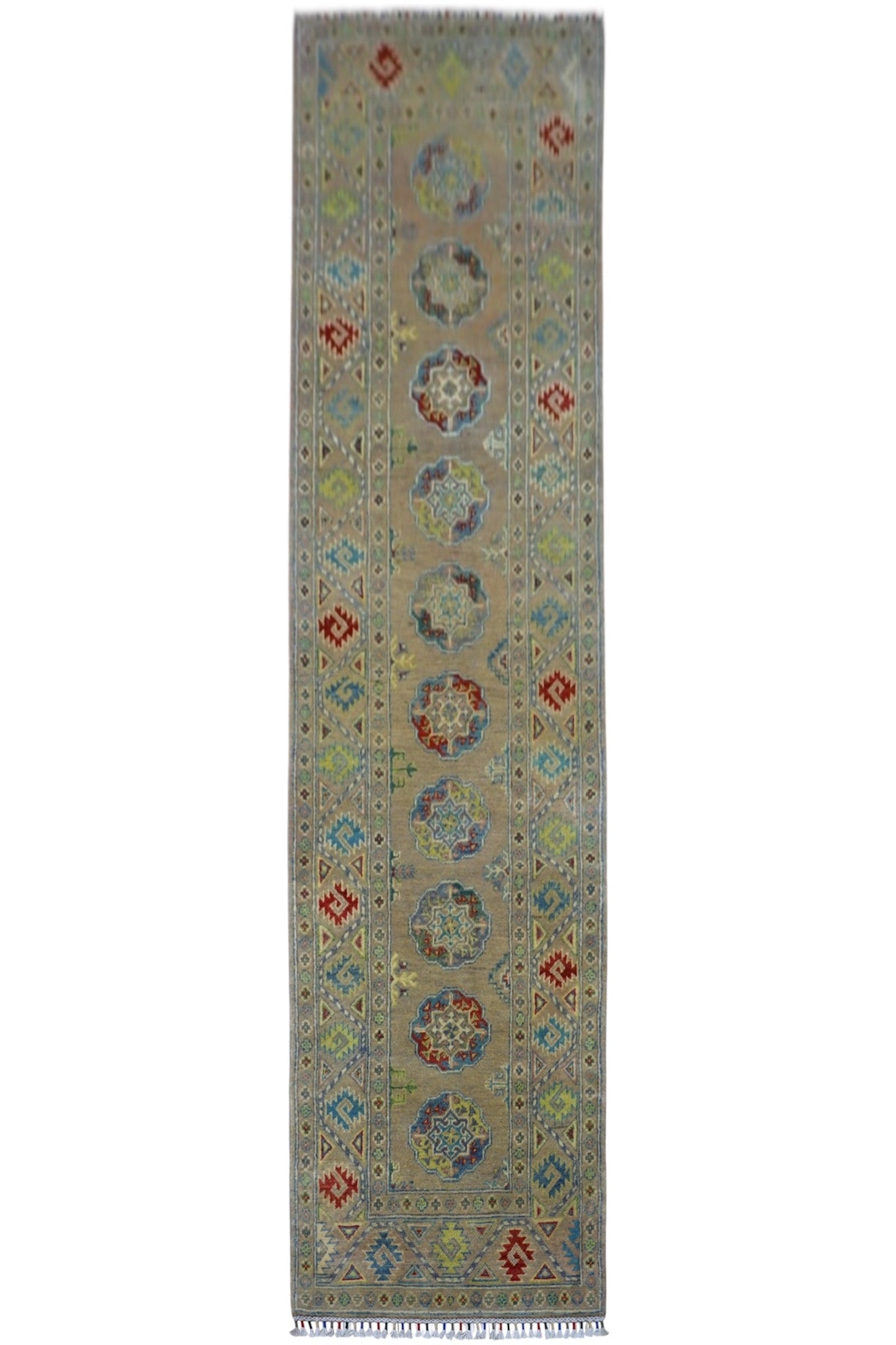 Håndknyttet afghansk Kazak ullteppe – 2’7″ x 10’0″