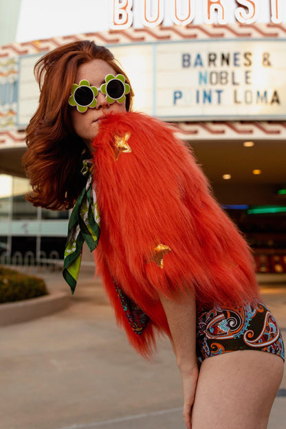 Chaqueta de piel sintética naranja Planet Queen