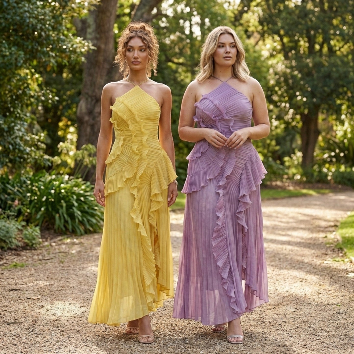 Pleated Maxi Dress | Halter Neck Ruffled Design for Summer Events 3