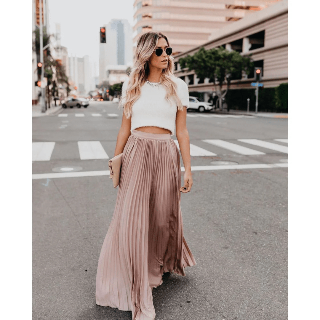 Pleated Maxi Skirt | Lightweight Breathable Fabric for Effortless Elegance 0